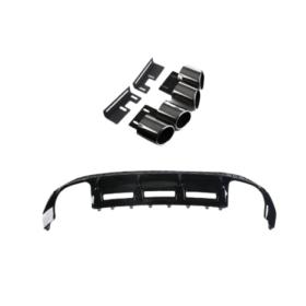 Audi A3 2021+ Sedan İçin Uyumlu S-Line 4 Egzoz Difüzör Piono Black