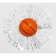Basketbol Toplu 3 Boyutlu Kırık Cam Sticker