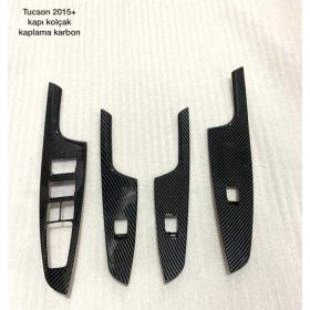 Hyundai Tucson 2015-2018 Kapı Kolçak Kaplama Karbon