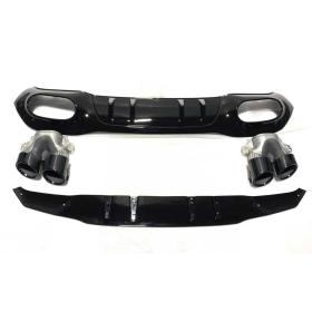 Mercedes A45 W177 HB 2019+ Difüzör & Siyah Egzoz Seti