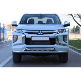 Mitsubishi L200 2007+ Off Road Ön Tampon Koruma Demiri Krom (Çiftli Bıyık) AQM4WD