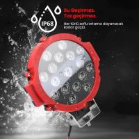 51W CRE Power Led Üniversal Yuvarlak Sis Lambası 17 Ledli Kırmızı