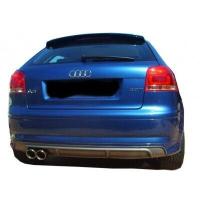 Audi A3 8P S3 2005 - 2008 Uyumlu Yedek Parça 2 Kapı Arka Tampon Eki - Difüzör (Plastik)