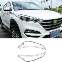 Hyundai Tucson 2015-2018 Uyumlu Yedek Parça Ön Far Kaplama ABS Krom Parça