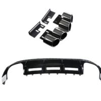 Audi A3 2021+ Sedan İçin Uyumlu S-Line 4 Egzoz Difüzör Piono Black