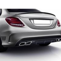 Mercedes Uyumlu W205 C Serisi Gümüş (Silver) Difüzör ve Egzoz Seti (AMG Sedan - Krom Trim)