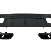 Mercedes W205 C63 Siyah Difüzör & Egzoz Seti (AMG Sedan) - Siyah Egzoz İle